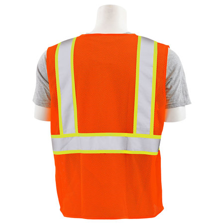 Erb Safety Safety Vest, Flame Retardant Treated, Class 2, S195C, Hi-Viz Orng, LG 64728